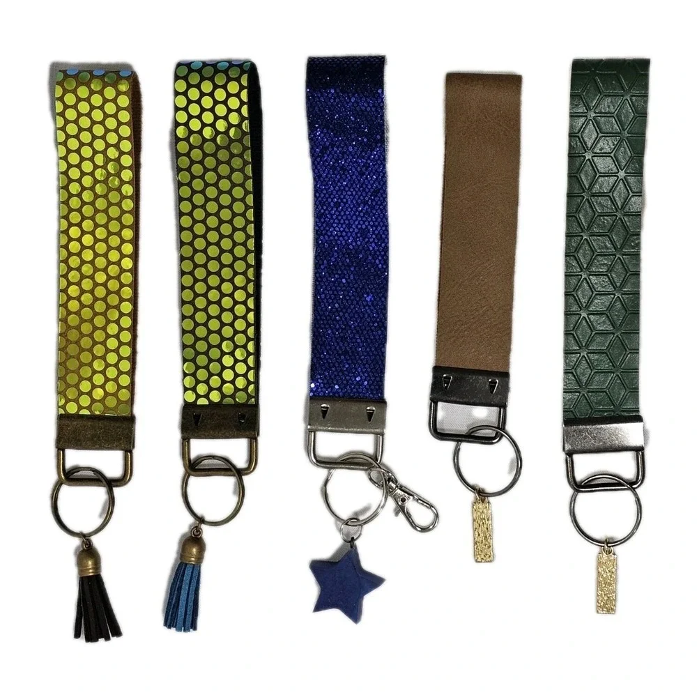 Lot Of 5 Country Blessings Colorful Fun faux leather key fob‎ wristlets Sparkle